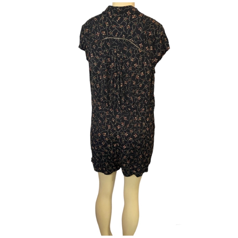 Free People Romper Women's Medium Debby Dot Black Floral Hippie Boho Cottage - Picture 6 of 9